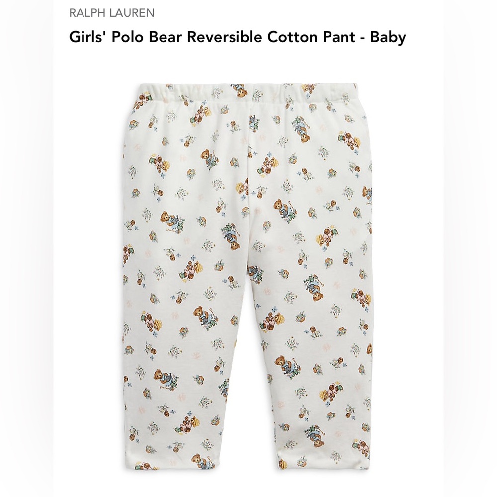 Ralph Lauren polo bear reversible cotton pants 9m NWOT